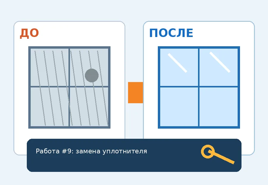 Ремонт пластикового окна до и после — работа 9 в Москве